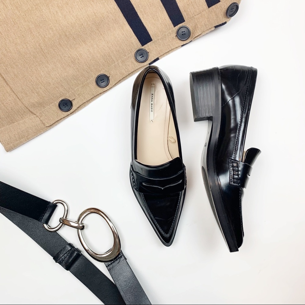 Zara Basic Loafers 38 Pointed Toe US 7.5 Fashion - Picture 1 of 8